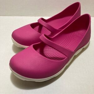 Crocs Women's Duet Sport Mary Jane Slip On Comfort Shoes Sz 7 hot pink white